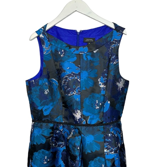 NWT ASL Tahari Blue & Silver Floral Dress - Picture 2 of 14